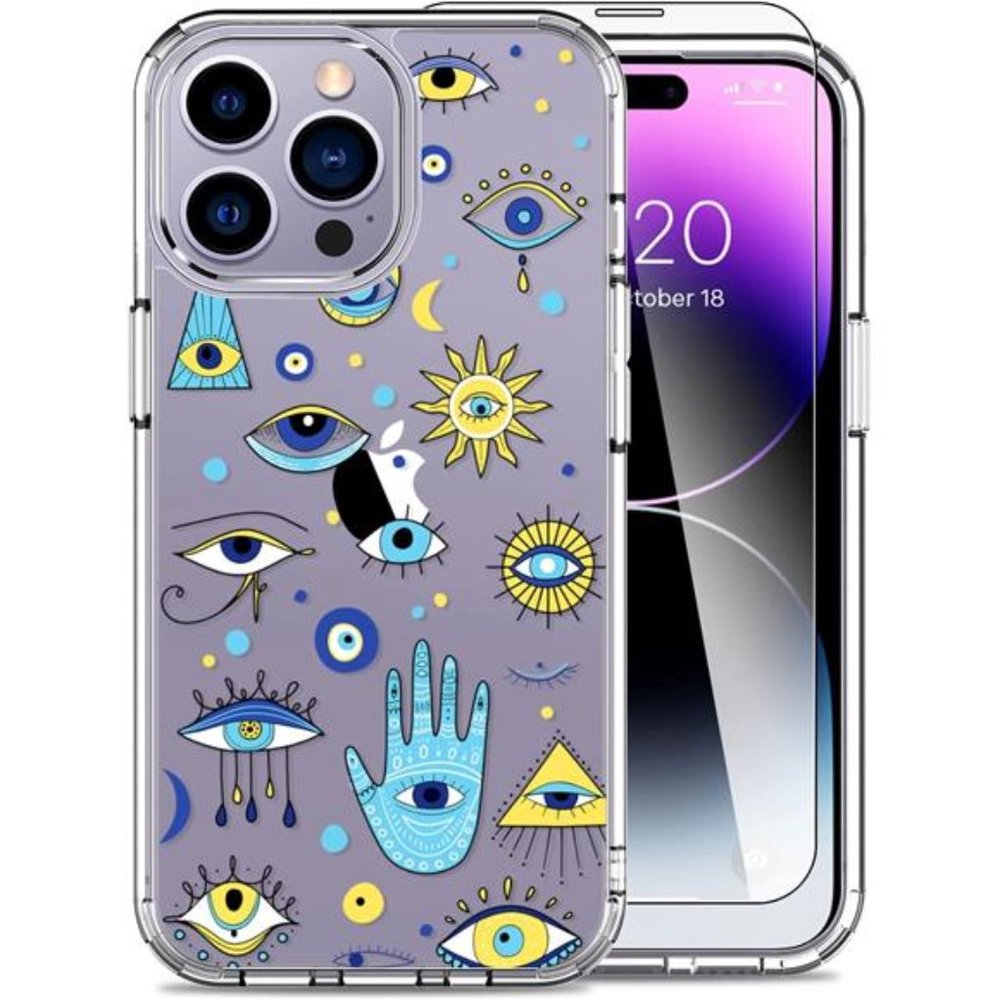 For iPhone 14 Pro Max 6.7" Case with Screen Protector, Turkish Eye Cute